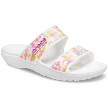 Sandalias Crocs Classic Tie-Dye Graphic Mujer Blancos | Mexico 0540ZUTG